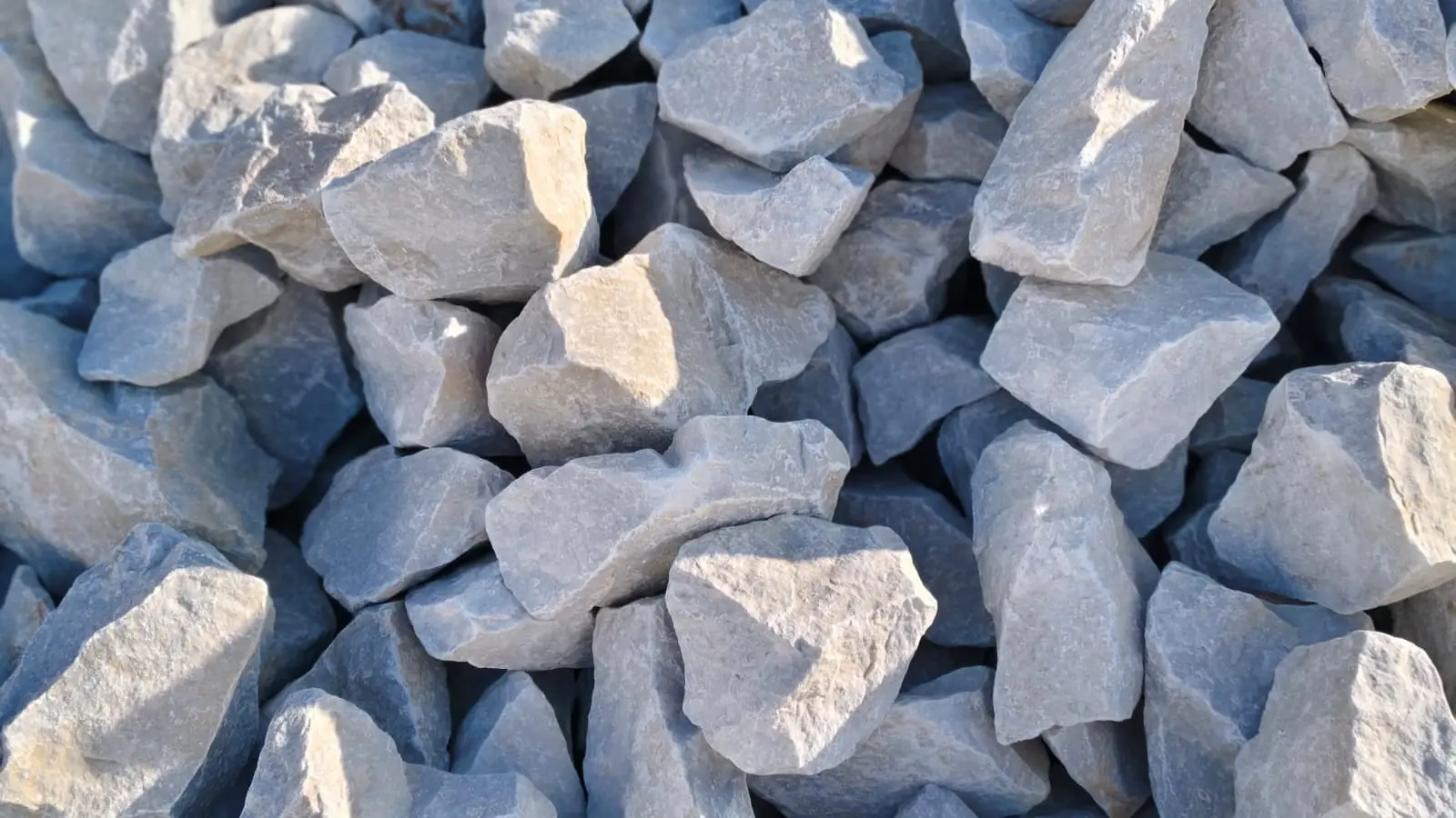 Angular pieces of white and grey dolomite
